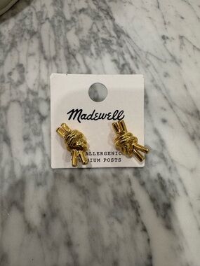 New Madewell Shiny Gold Knot Stud Earrings